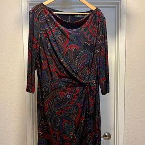 Lauren Ralph Lauren squat tie jersey paisley dress